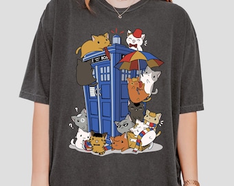 Cats Doctors with Police Box Shirts, Doctor Who TV Series Shirt, Doctor Who Characters Shirt, Tardis Shirt