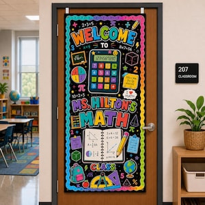 Personalisierte Türdekoration für das Mathematik-Klassenzimmer, individueller Wandteppich mit Lehrernamen, personalisiertes Schild „Willkommen im Mathematikunterricht“, Wertschätzung für MINT-Lehrkräfte