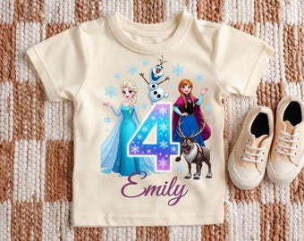 Eisprinzessin Geburtstag Shirt, Schnee Schwester Benutzerdefinierte Alter Name T-Shirt, Magischer Schneemann Kinder T-Shirt, Winter Wunderland Mädchen Shirt, Schneekönigin Alter Shirt