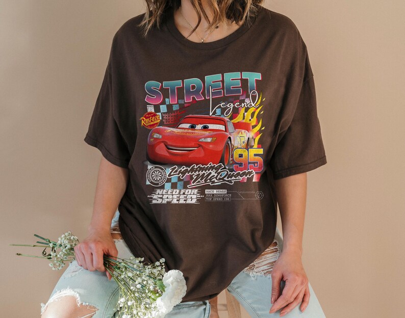 Vintage Lightning McQueen Comfort Colors® Shirt, Retro McQueen Graphic Tee, Disney Family Vacation Trip Shirt 2026, Disney Pixar Cars Shirts image 6