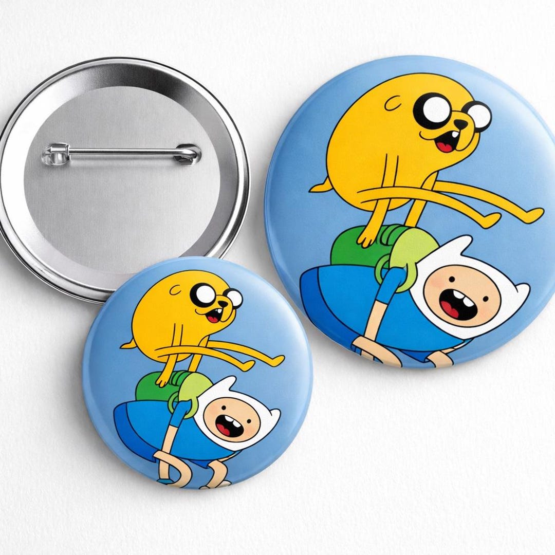 Finn and Jake Pin Button, Adventure Time Duo Badge, Cute Cartoon ...