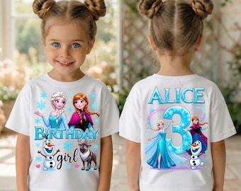Chemise d'anniversaire La Reine des neiges, t-shirt d'anniversaire de princesse Elsa, cadeau d'anniversaire d'Anna pour enfants, t-shirts de voyage pour tout-petits Disneyland