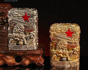 Zippo Chinese Guardian Lion Lighter – Red Star Edition
