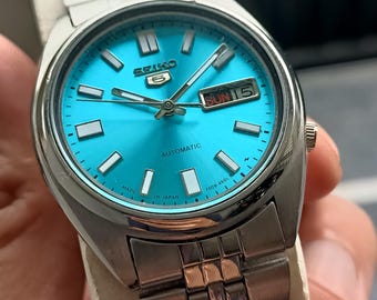 Seiko 5 Automatic Tiffany Sky Blue Men's Dress Watch (Modified)