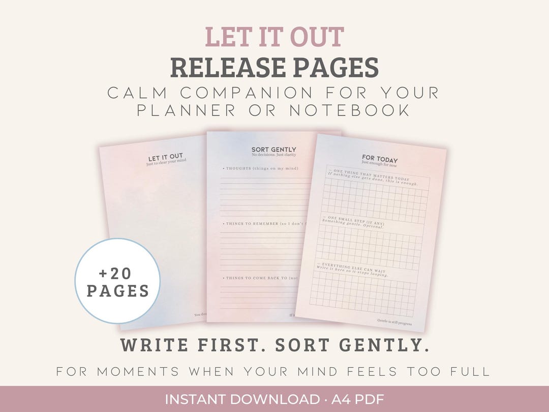 Thought Release Journal Pages | Calm Writing, Decision Making A4 PDF ...