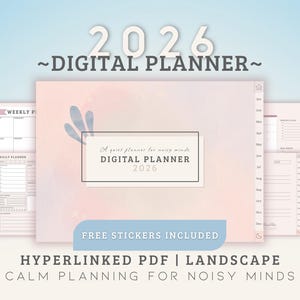 Planificador digital 2026: PDF minimalista con hipervínculos / Descarga digital tranquila