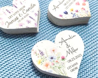 Custom Wedding Wildflower Seed Paper, Memorial Seed Paper Hearts, Let Love Grow Plantable Butterfly Seed Favors, Wedding Thank-You Favor