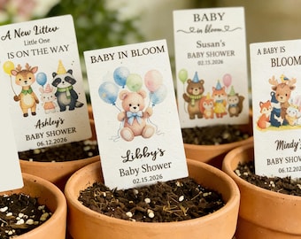 Personalized Baby Shower Seed Paper Favors, Baby In Bloom, Woodland Animals, Eco Friendly Party Gift