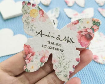 Plantable Seed Paper Hearts, Circle, Butterfly Seed Paper Memorial, Wedding Thank-You Favor, Seed Paper Tag, Bridal Shower Favor