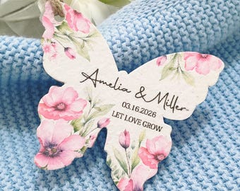 Custom Wedding Thank You Gift, Memorial Seed Paper Hearts, Butterfly, Let Love Grow Seed Paper, Seed Paper Favor Bridal Shower
