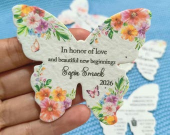 Custom Butterfly Seed Paper, In Memorial Of, Plantable Wedding Favors