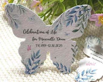 Plantable Seed Paper Hearts, Butterfly Memorial, Custom Wedding Favor