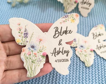 Custom Seed Paper Hearts, Butterfly, Wedding Thank You Seeds, Let Love Grow Seed Paper, Seed Paper Favor Bridal Shower