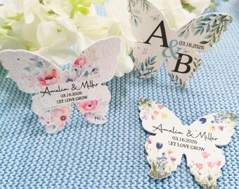 Wildflower Seed Paper Wedding Favor, Plantable Heart, Butterfly, Circle, Eco-Friendly Wedding Souvenir