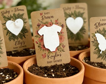 Custom Baby Shower Favors: Seed Paper Onesie, Baby in Bloom, Plantable Thank You Tags