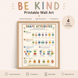 Shape Attributes Poster | 2D Shapes Learning Chart (Digital Download)