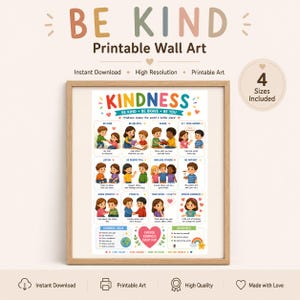 Póster de amabilidad para niños / Arte mural imprimible, aprendizaje socioemocional (descarga digital)