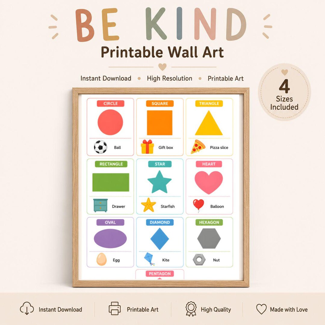 Basic Shapes Learning Chart | Toddler Preschool Educational Poster ...