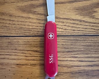 Vintage SSG Wenger Delemont 2-tool slim 84mm Swiss army knife, clean & snappy