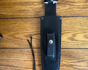 Robust vintage large imitation leather sheath for 9" to 9.25" by 2" blade