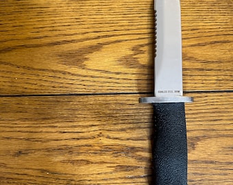 Heavy-duty thick vintage diving and survival knife, hardened stainless, Japan