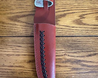 Vintage imitation leather sheath for Bowie knife with 6.5" by almost 1.5" blade