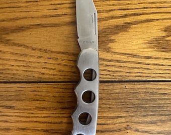 Vintage skeletal stainless lock back pocketknife, hardened blade, see/read