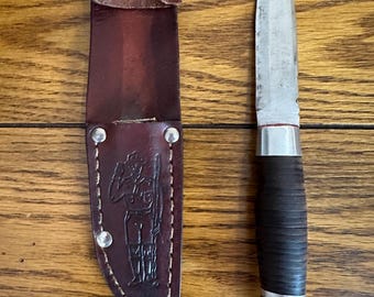 Rare vintage Hell Norge Norway bone pommel edge hard carbon steel knife see/read