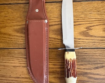 Vintage over 6" blade Tramontina Brasil Bowie knife, uncommon markings, see/read