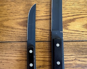 Vintage Saburo(?) Japan fixed blade full tang tanto knives two set, see/read