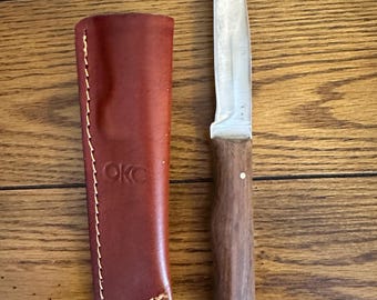 Robust vintage custom full tang Wharncliffe type fixed blade knife + OKC sheath