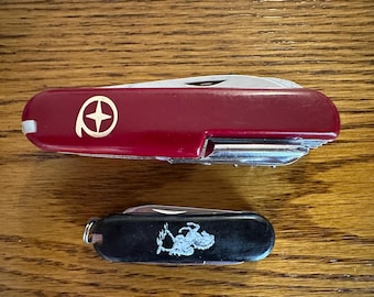 Two vintage hardened stainless pocketknives 11-tool & small 3-tool clean, snappy