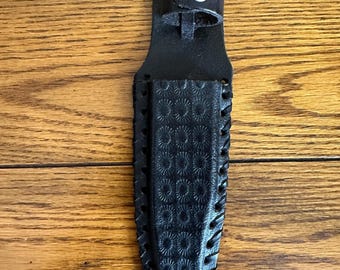 Robust vintage ornate synthetic sheath for 5.5" by 1.5" tapered clip point blade