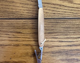 Vintage Latama Italy, goldplattiertes 65-mm-Taschenmesser mit zwei Funktionen, siehe/lesen
