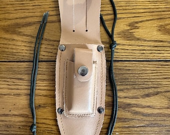 Vintage imitation leather sheath for 5.5" x 1.25" blade military knife near mint