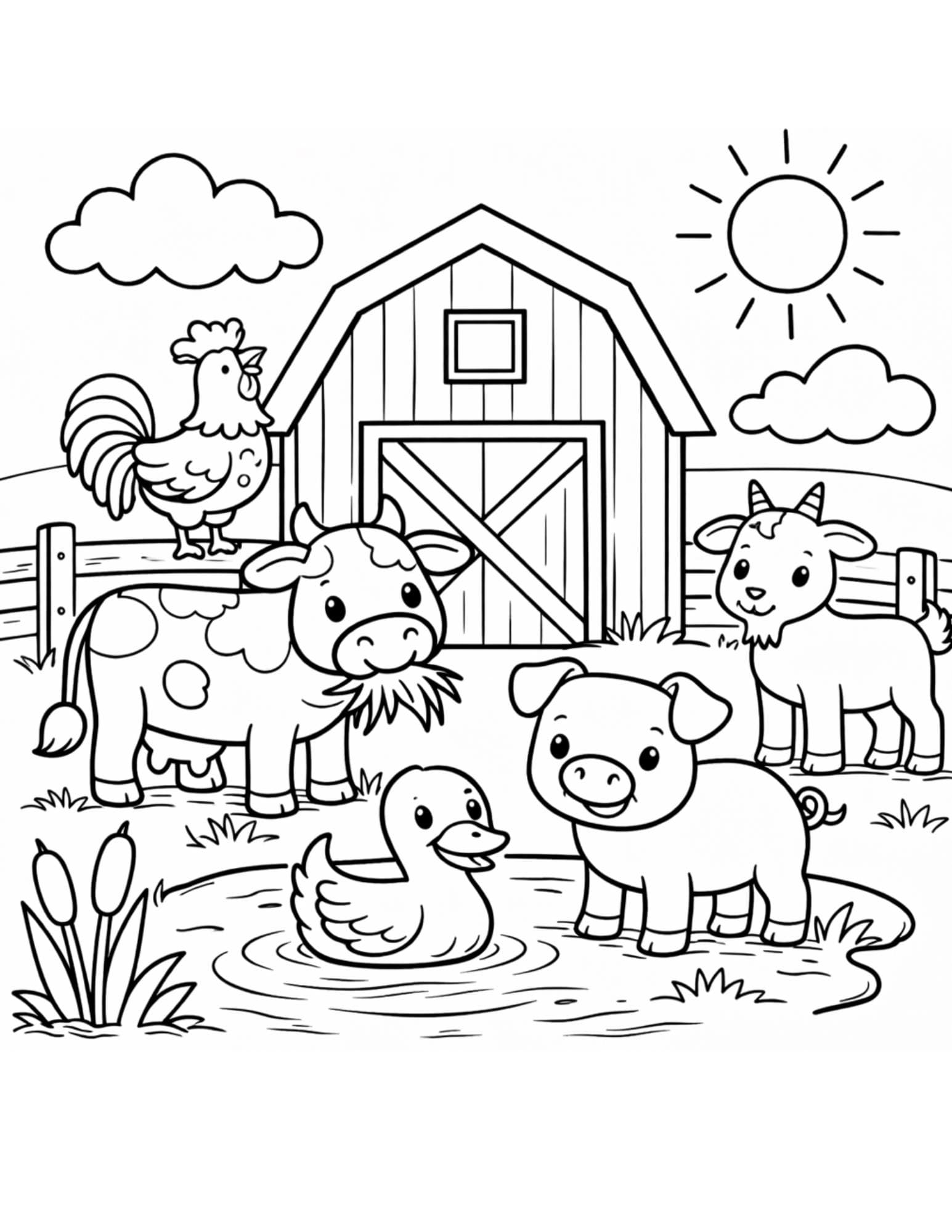 37 Adorable Pig Crafts for Kids On a Rainy Day 30 Farm Animals Coloring Page, Cute Barnyard Coloring Page for Kids,…