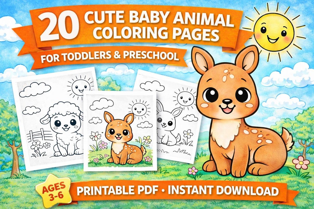 Baby Animal Coloring Pages Printable, Cute Animals Coloring Pages for ...