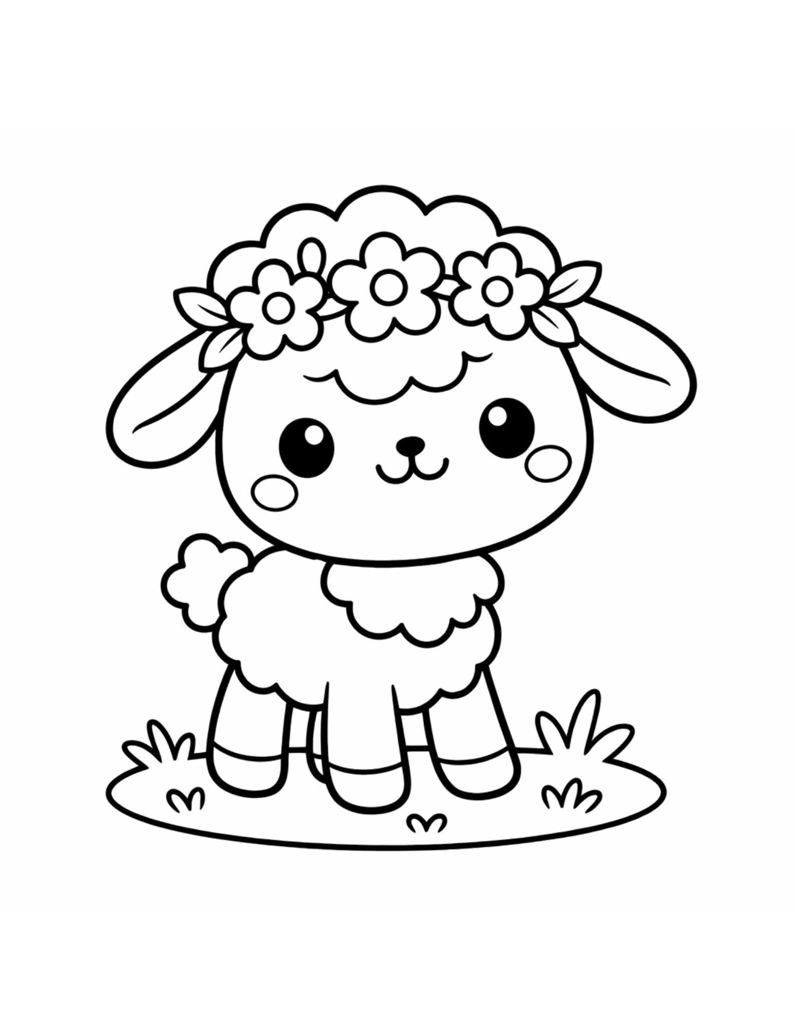 Adorable Lamb Easter Coloring Page for Kids – Printable PDF – Spring ...