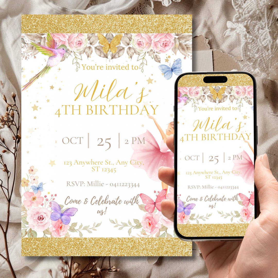 Ballet Birthday Invitation | Ballerina Party Invite | Editable ...