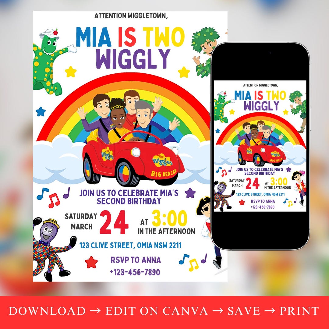 Wiggles Birthday Invitation Editable Digital Download Etsy — free download