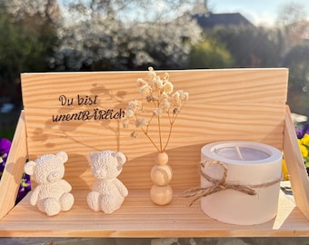 Dulce con madera y yeso