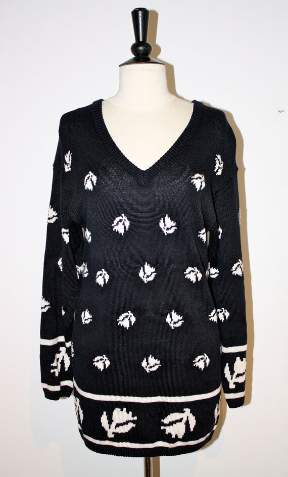 Items similar to Floral Print VNeck Sweater Dress on Etsy