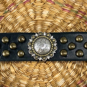 Leather Cuff with Silver and Gold Concho and Studs XS/S