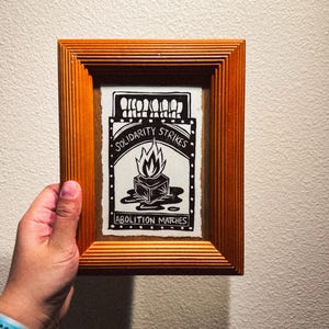 Abolition Matches Linocut Print - Hand-Pressed - "Melt Away the ICE" Activist Art 4"x6"