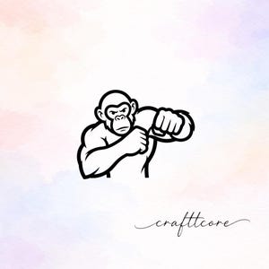 Punching muscular monkey SVG, PNG - Digital Cut File Download