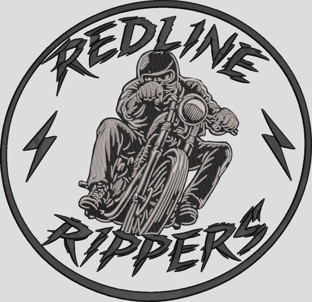Red Ripper Designs Redline Rippers Motorcycle Embroidery Digitizing – Biker Patch Design ...