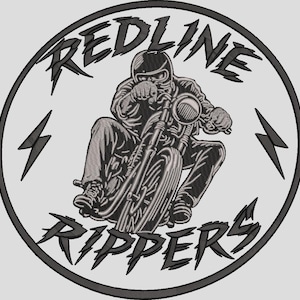 Redline Rippers Motorcycle Embroidery Digitizing – Biker Patch Design – Instant Download Machine Embroidery File