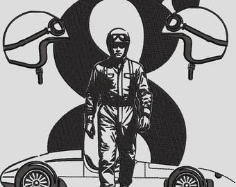 Disegno da ricamo Eight Lounge Racing / Logo Motorsport / Download immediato