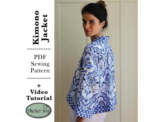 Kimono Jacket Sewing Pattern - English PDF Sewing Instructions + Video Tutorial, Misses + Plus,  PDF Pattern Digital Diwnload