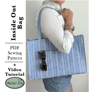 Patrón y tutorial de costura para bolso al revés (PDF), monedero, bolso reversible, bandolera, bolsillos, videotutorial, descarga instantánea